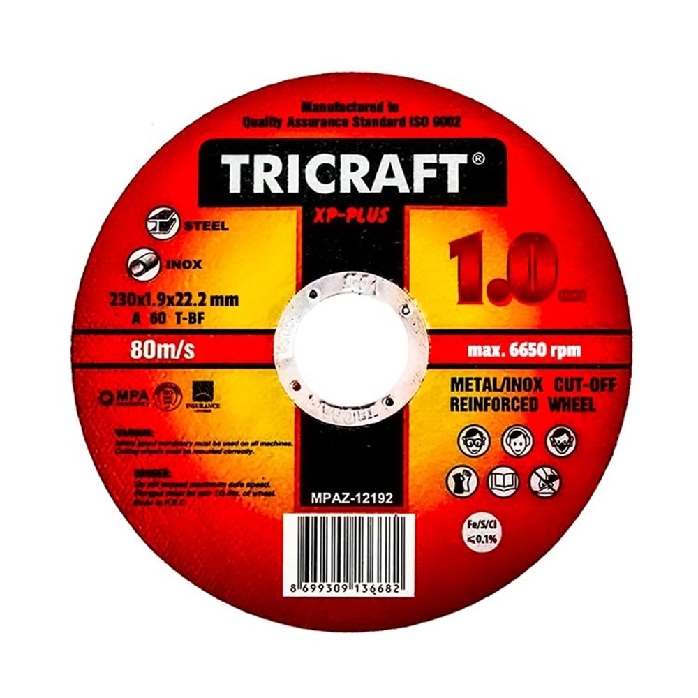 İnox Kesici Taş Tricraft 230x1.9x22.2 Mm