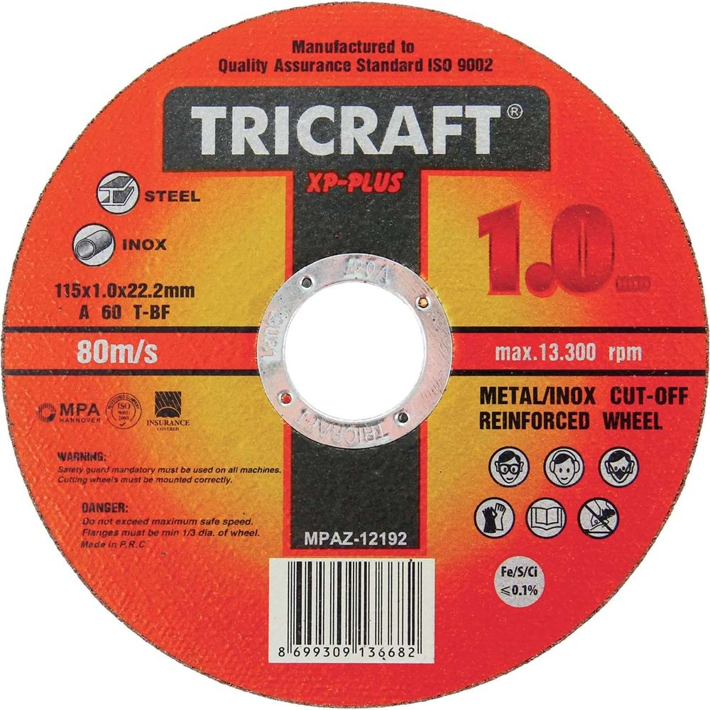 İNOX KESİCİ TAŞ 115*1 MM TRİCRAFT