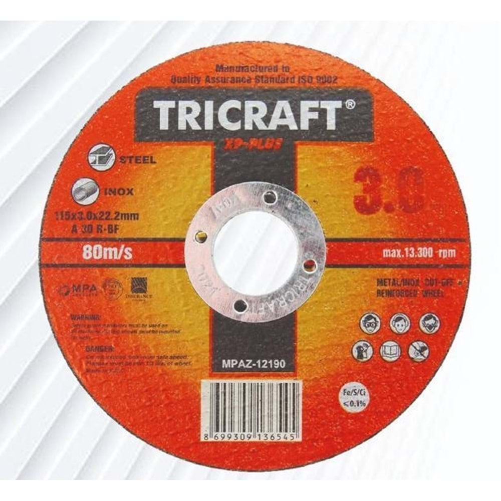 İNOX KESİCİ TAŞ 180*3 MM TRİCRAFT