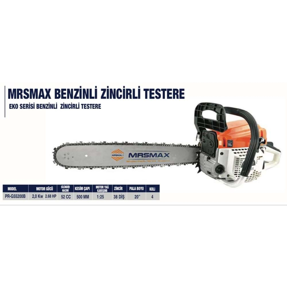 BENZİNLİ ZİNCİRLİ TESTERE 52 CC ( MRSMAX )