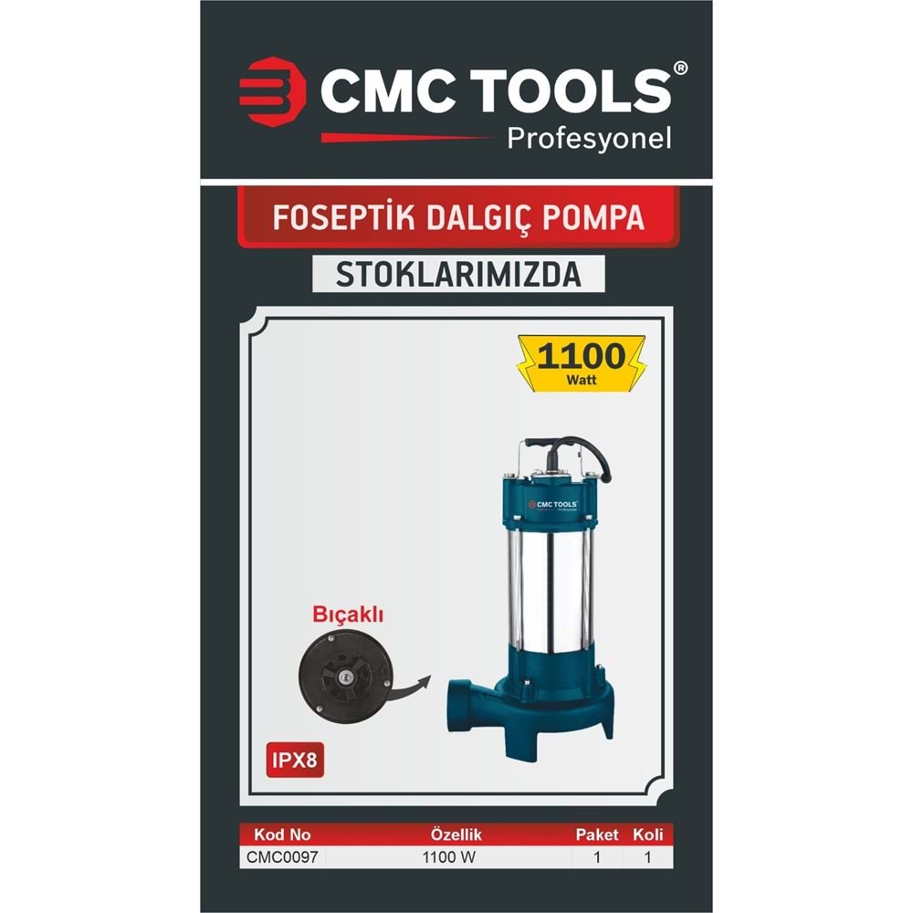 Dalgıç pompa bıçaklı foseptik - 1100 w