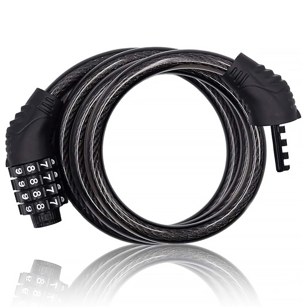 Bisiklet Kilidi CMC6682 12mm*80 Cm Şifreli Bisiklet Halat Zincir Kilidi 80 Cm Çelik Kilit Çap 12 Mm Hırsız Önleme Güvenlik