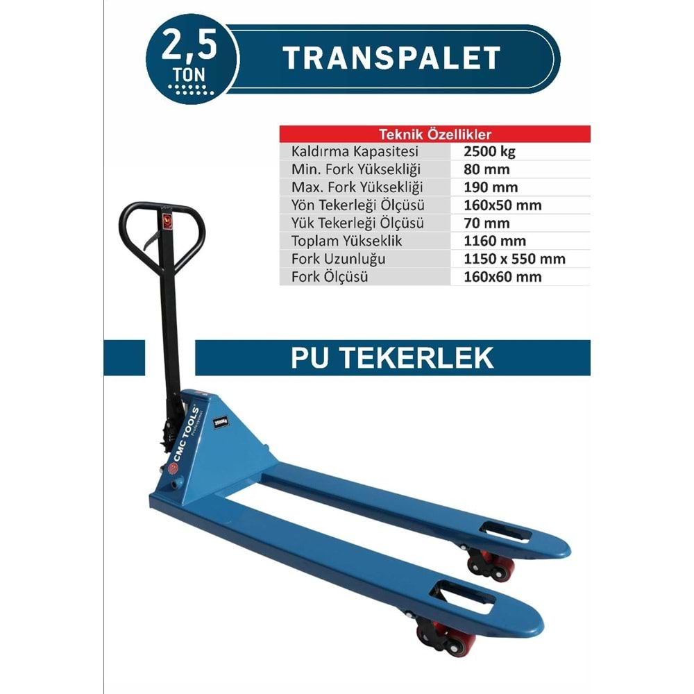 CMC TRANSPALET PU TEKERLEK 2.5 TON