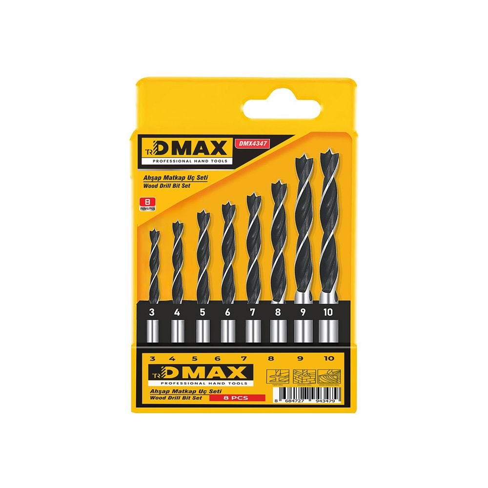 Matkap Uç Seti 8 Parça Ahşap Matkap Uç Seti Dmax
