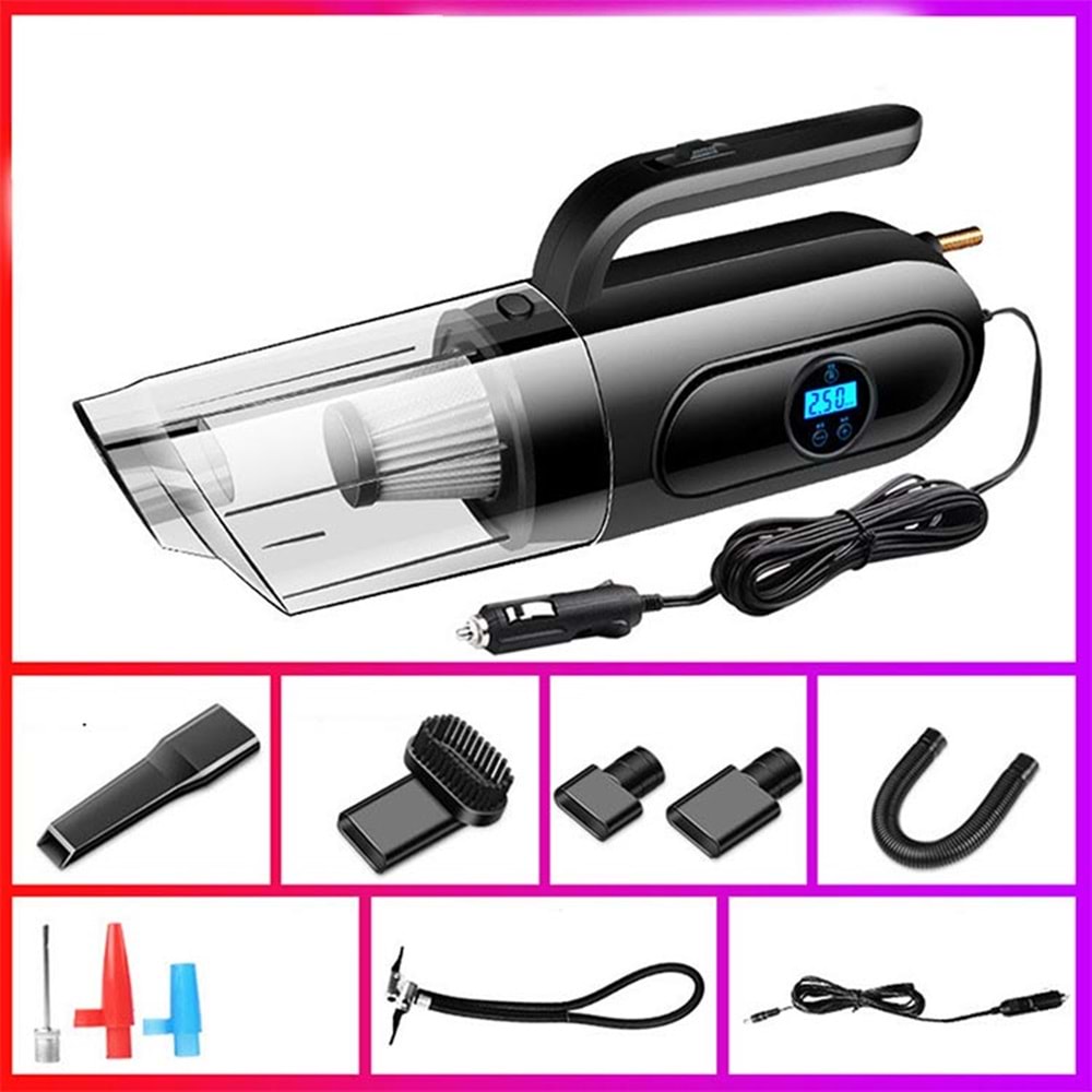 Kompresör 4'ü 1 arada Dijital Göstergeli El Süpürgesi ve Lastik Şişirme Hava Kompresörü