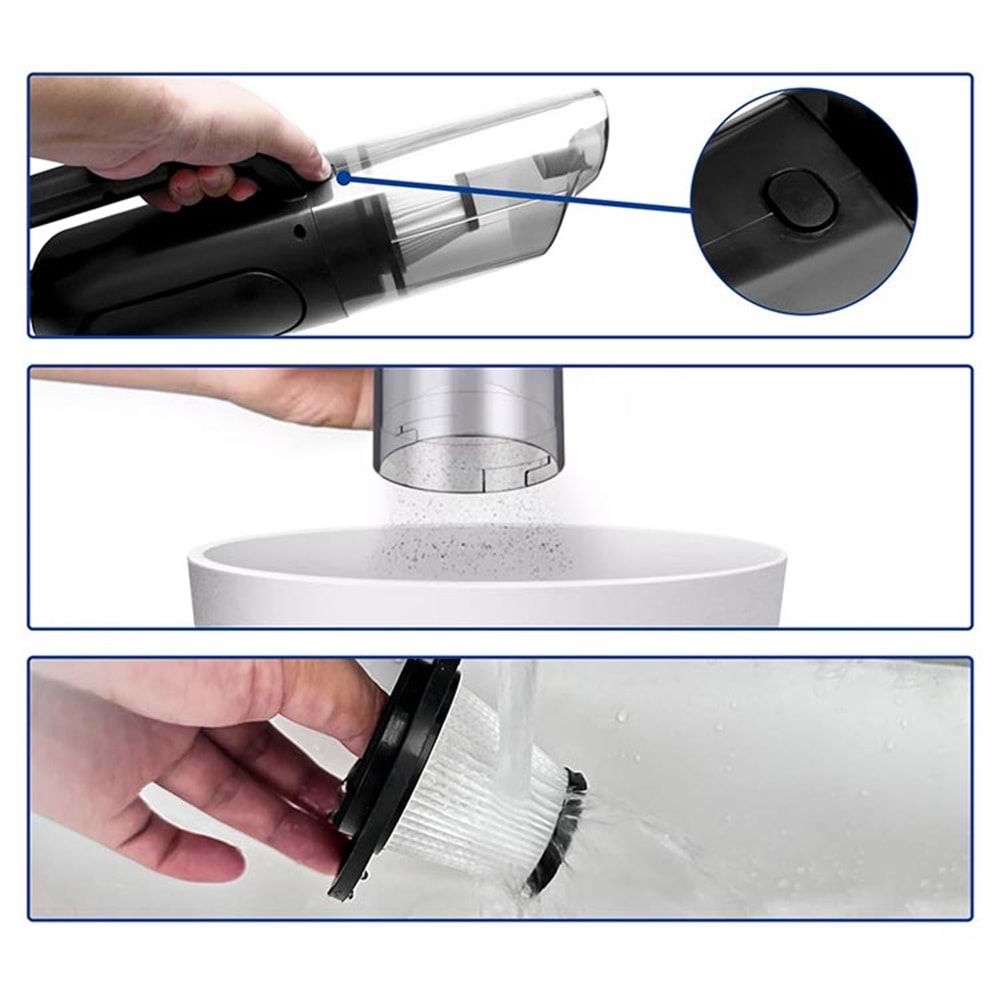 Kompresör 4'ü 1 arada Dijital Göstergeli El Süpürgesi ve Lastik Şişirme Hava Kompresörü