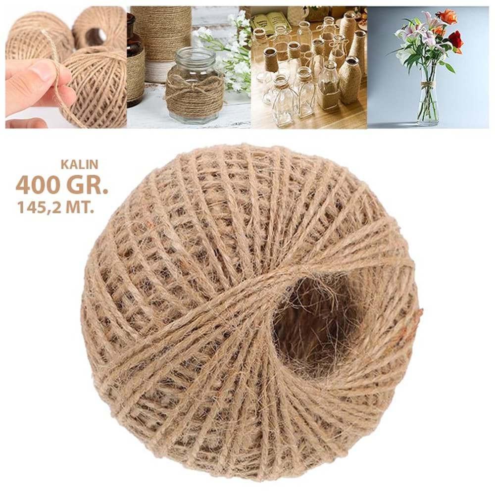 Jüt İpi 400 Gr 145,2 Metre Kalın Hasır Kendir