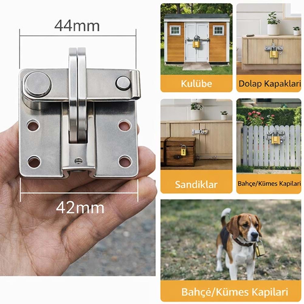 Kuzine Mandalı 44x42 mm Bahçe Dolap Kilidi Kilit Takılabilir