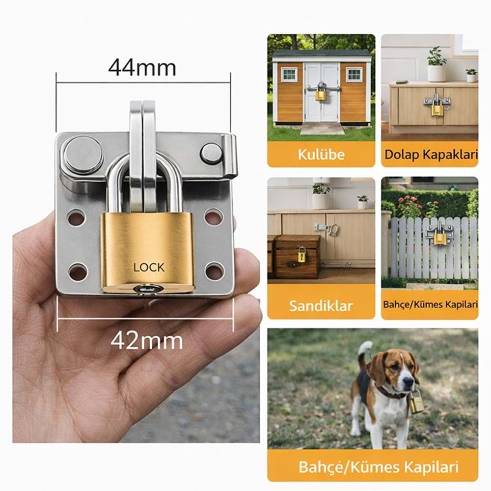 Kuzine Mandalı 44x42 mm Bahçe Dolap Kilidi Kilit Takılabilir