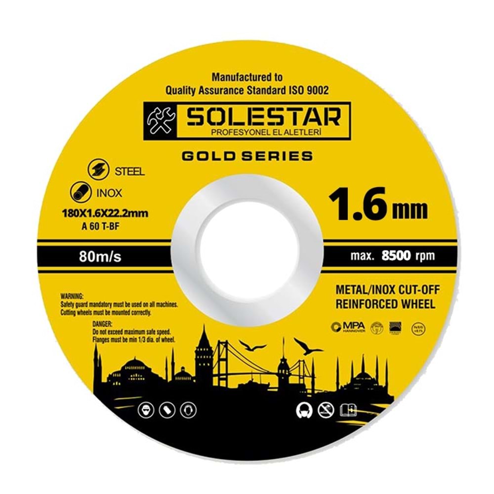İnox Kesici Taş Solestar 180X1.6X22.2 Mm