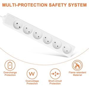 Grup Priz 6’lı 3 Metre Kablolu Topraklı Uzatma Kablosu