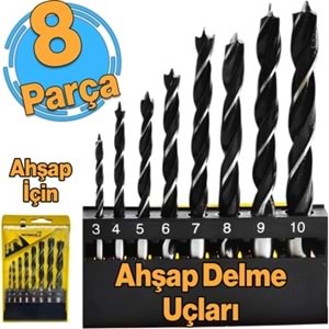 Ahşap Matkap Ucu Seti 8 Parça Profesyonel Ahşap Delme Seti