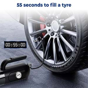 Kompresör 4'ü 1 arada Saatli Göstergeli El Süpürgesi ve Lastik Şişirme Hava Kompresörü