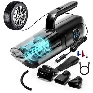 Kompresör 4'ü 1 arada Dijital Göstergeli El Süpürgesi ve Lastik Şişirme Hava Kompresörü