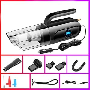 Kompresör 4'ü 1 arada Dijital Göstergeli El Süpürgesi ve Lastik Şişirme Hava Kompresörü