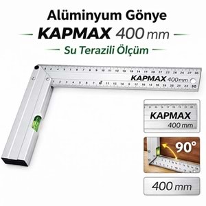 Alüminyum Gönye Kapmax 400 Mm Su Terazili Ölçüm