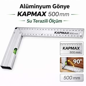 Alüminyum Gönye Kapmax 500 Mm Su Terazili Ölçüm