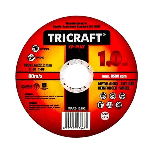 İnox Kesici Taş Tricraft 180X1.6X22.2 Mm