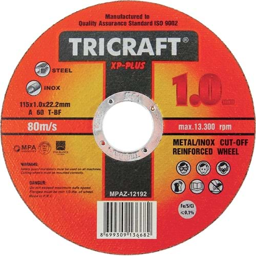 İNOX KESİCİ TAŞ 115*1 MM TRİCRAFT