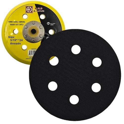 Cırtlı Disk Altı Delikli Yedeksiz B.H.D 150 Mm Havalı Zımpara Tabanı Altı Cırtlı