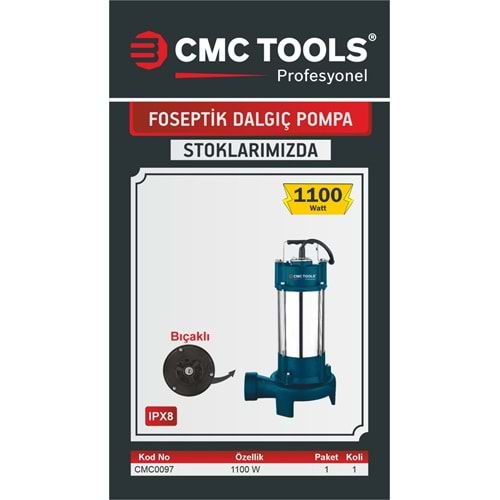 Dalgıç pompa bıçaklı foseptik - 1100 w