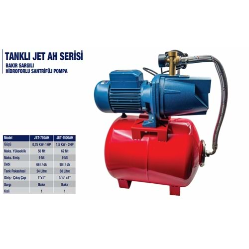 JET HİDROFOR TANKLI - AH SERİSİ 2 HP