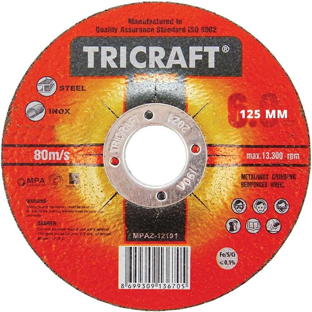 İnox Kesici Taş 125*1 Mm Tricraft