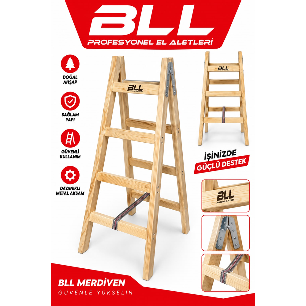 Merdiven 6 Basamak Ağaç Çam BLL