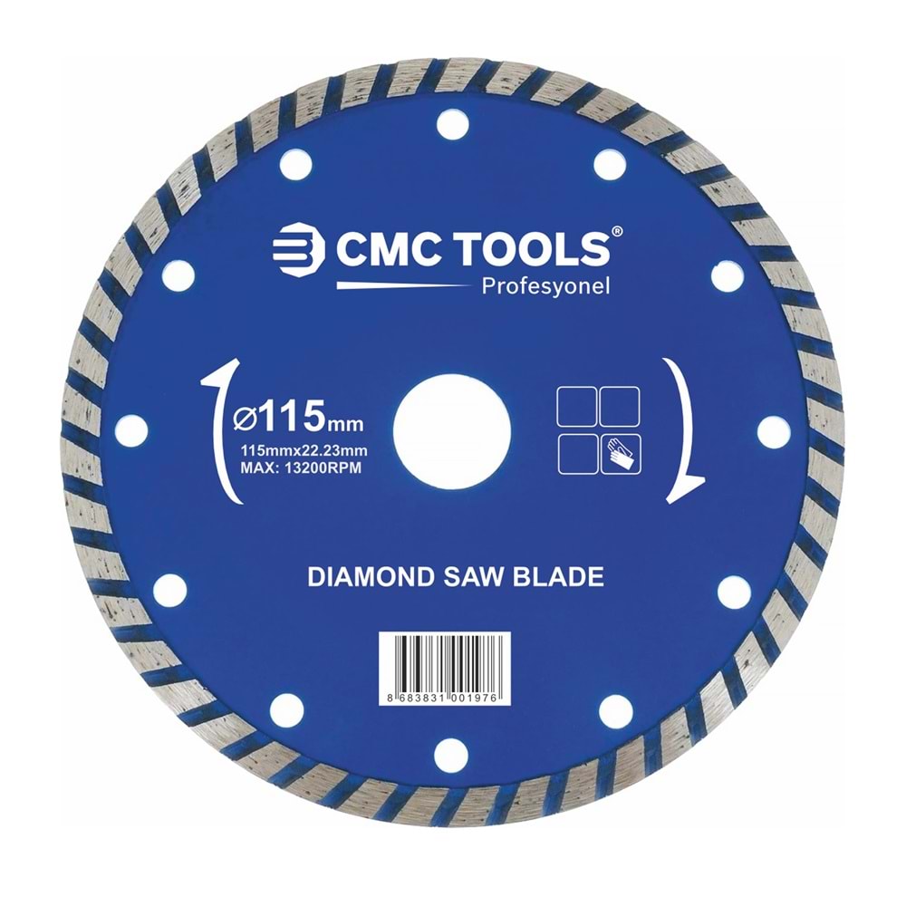 Elmas Testere 180*22 Mm Cmc Tools Turbo Elmas Testere Kesici Turbo Elmas Testere Seramik Elmas Kesici Granit Elmas Kesici
