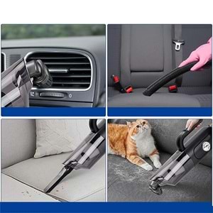 4'ü 1 arada Saat Göstergeli Güçlü Emişli Elektrikli El Süpürgesi ve Lastik Şişirme Hava Kompresörü