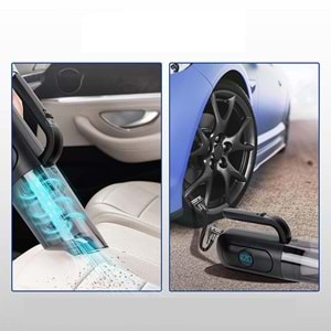 4'ü 1 arada Dijital Göstergeli Güçlü Emişli Elektrikli El Süpürgesi ve Lastik Şişirme Hava Kompresörü