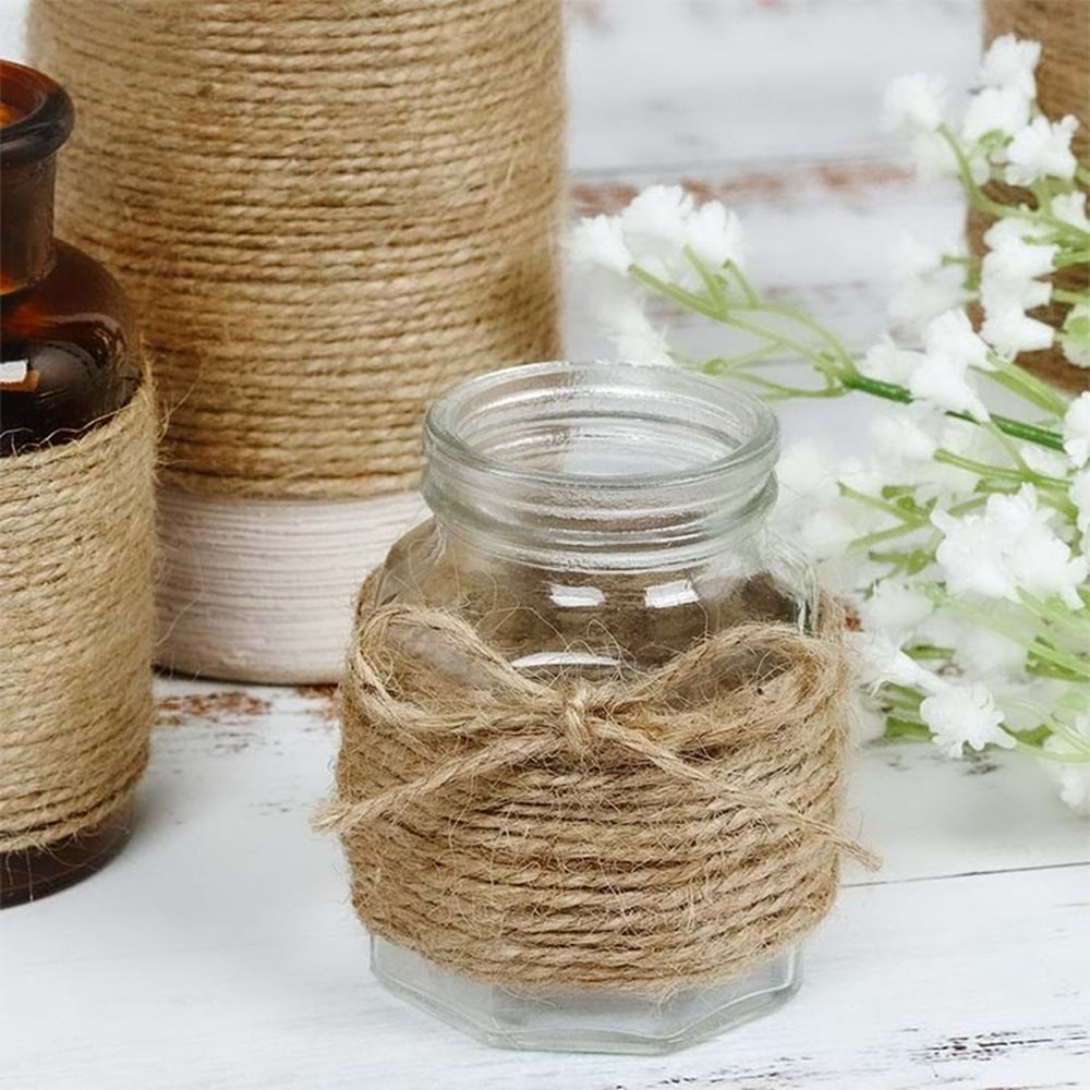 Jüt İpi Hasır ipi Kırnap İpi 100 Gr. 84,2 Metre 1,4 Mm Kendir İpi Keten İpi Süsleme Hobi El İşi Jüt ip Hasır İp