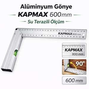 Alüminyum Gönye Kapmax 600 Mm Su Terazili Ölçüm