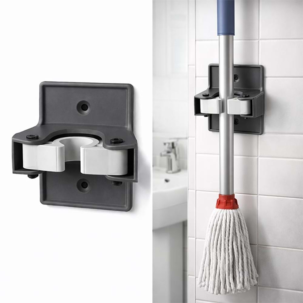 Mop Tutucu Yapışkanlı Vidalı Duvara Monte Askı Aparatı