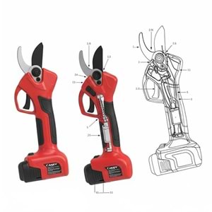 Akülü Budama Makası 32 mm Kömürsüz Motor 16.8V Şarjlı Dal Kesme