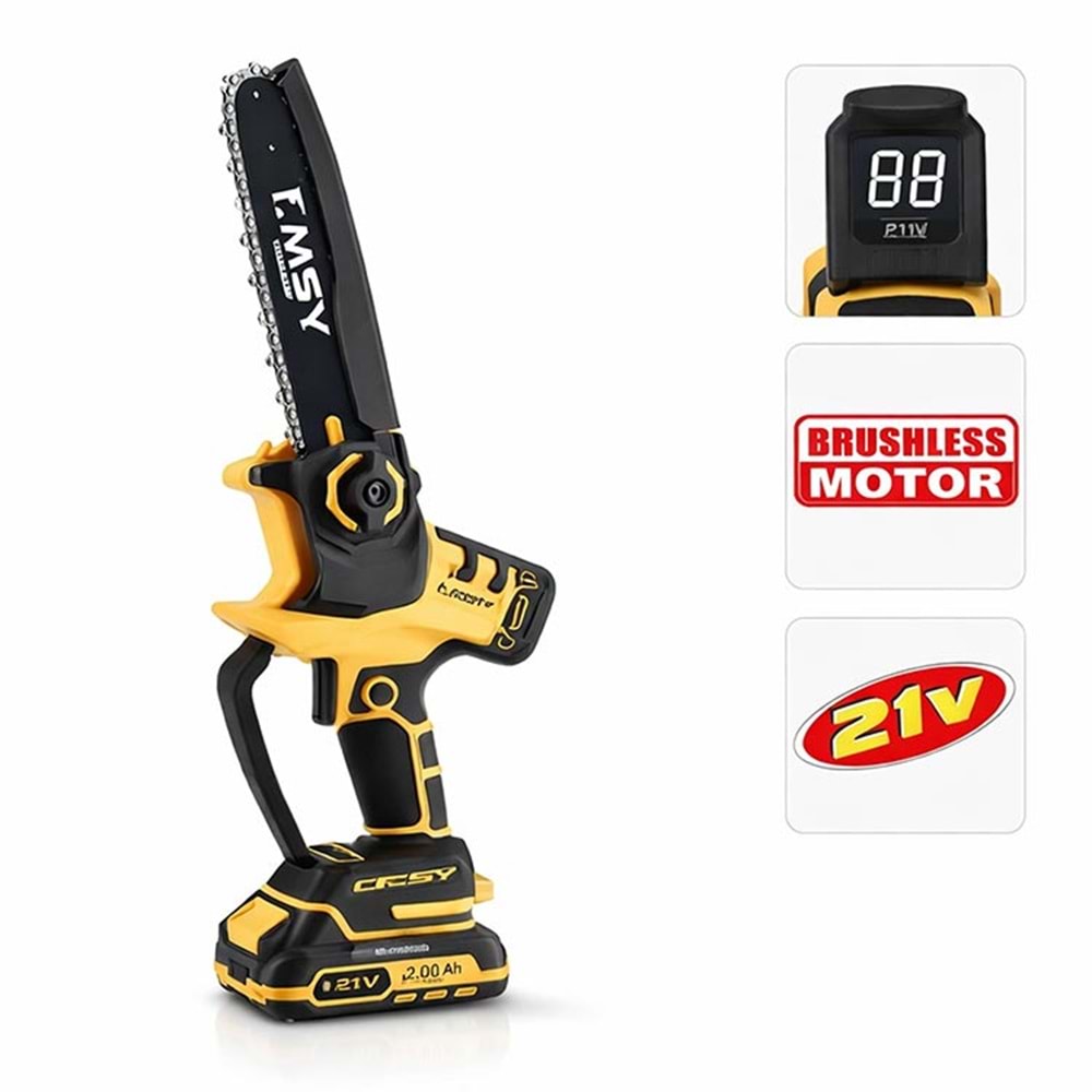 Akülü Testere 8 İnç Kömürsüz Motor 21V Şarjlı Dal Budama