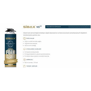 Köpük Temizleyici 500 Ml Sibax Ns22 Poliüretan Köpük Temizleyici