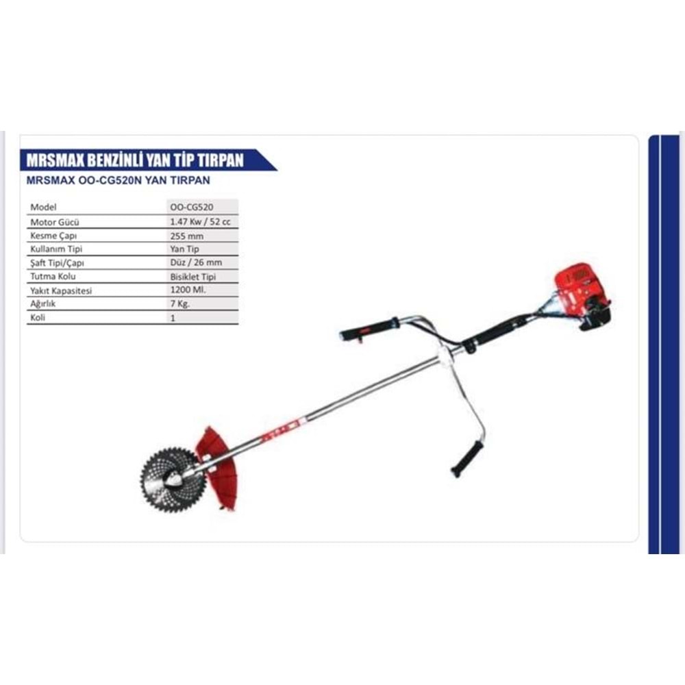 Benzinli Çim Biçme Makinası Yandan Tırpan MRSMAX