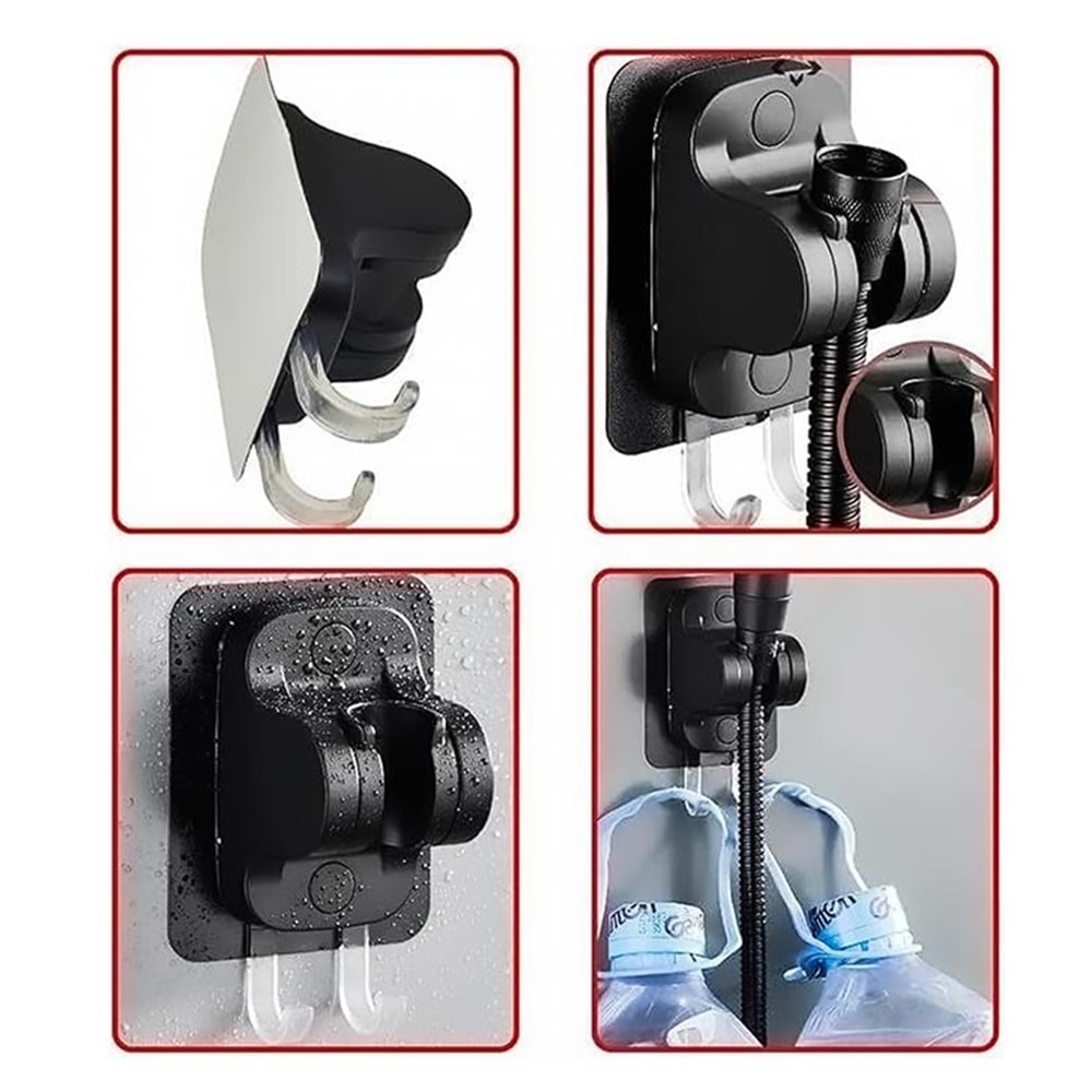 Duş Başlığı Tutucu Siyah Ayarlanabilir El Duş Tutacağı Duş Askısı