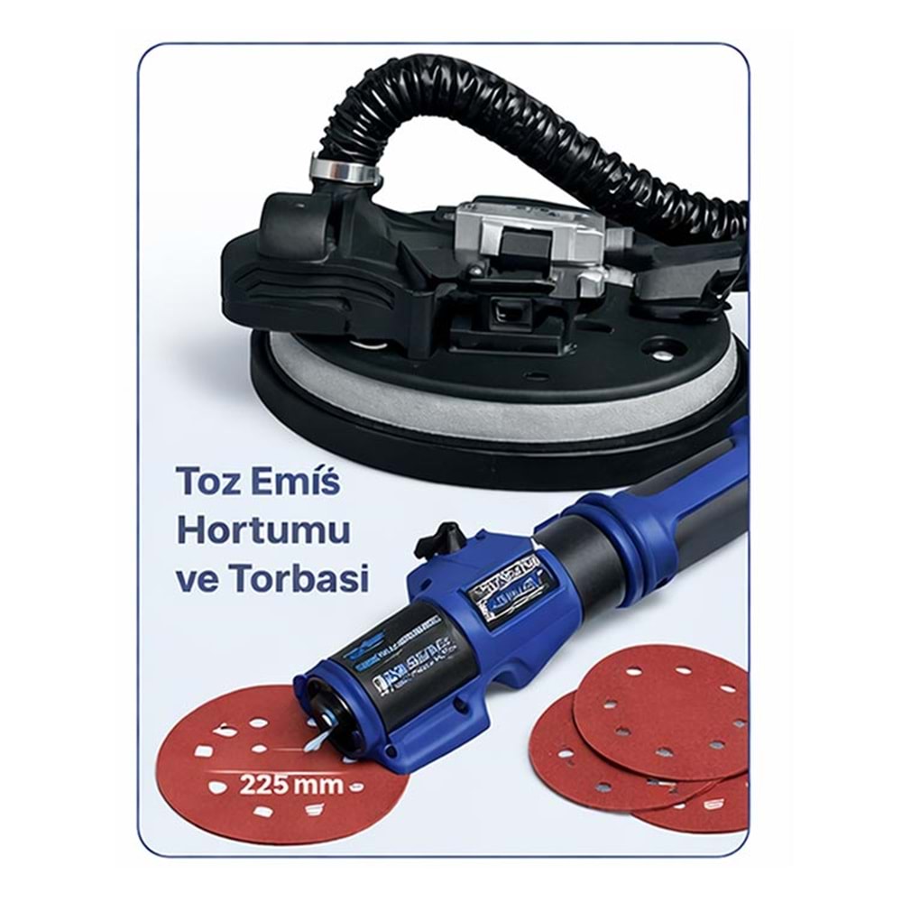 Duvar Zımpara Makinesi 710W 225 Mm Teleskopik Ibeltech